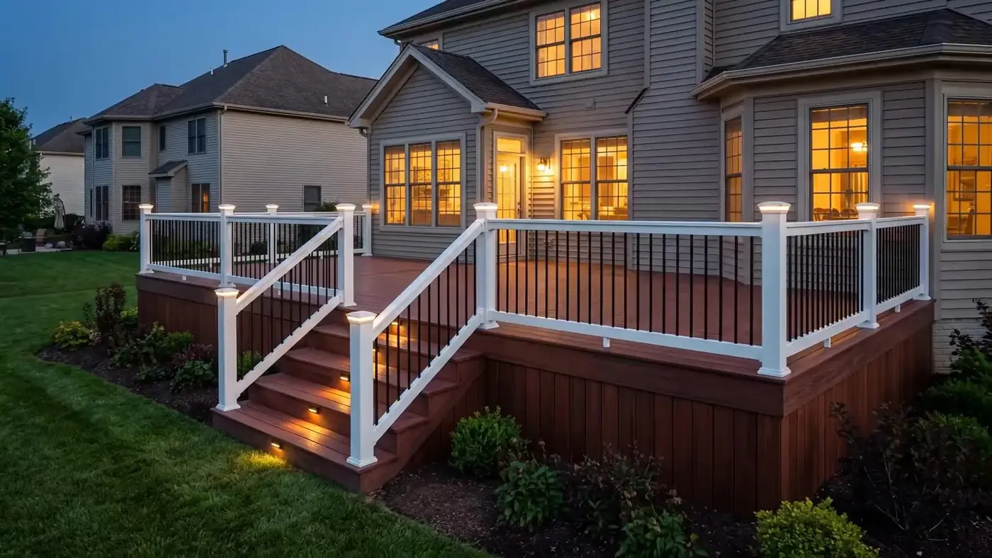 Lighted Deck & Rail Concept — Wolf Serenity Rosewood